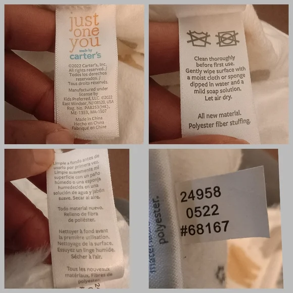 Carters Just One You Grey White Rosette Bear Clouds Lovey Baby Security Blanket - Picture 9 of 14